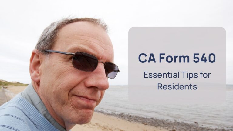 a man wearing sunglasses and a blue shirt in California for a blog topic for Califirnia residents Form 540